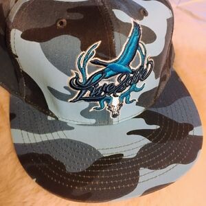 Camouflage Snapback Hat with Blue Embroidery